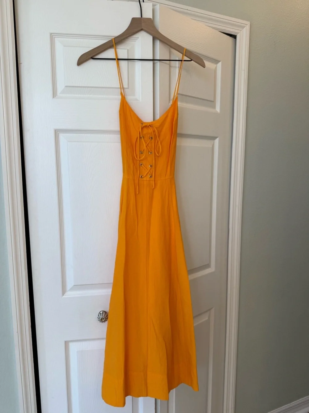 Anthropologie Maeve Orange Lace-Up Midi Dress NWT S - Picture 5 of 12